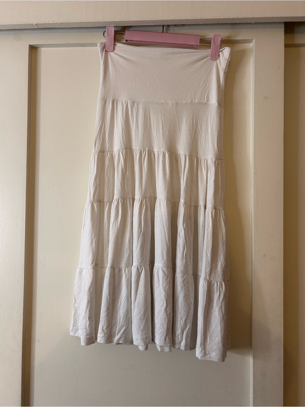 Women's White Tiered Maxi Skirt